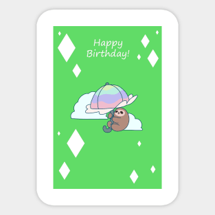 "Happy Birthday" Umbrella Sloth Sticker